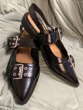 Peyton Double Buckle Slingback Flats Black Women  s Sz 8 NWT Wild Fable Fashion