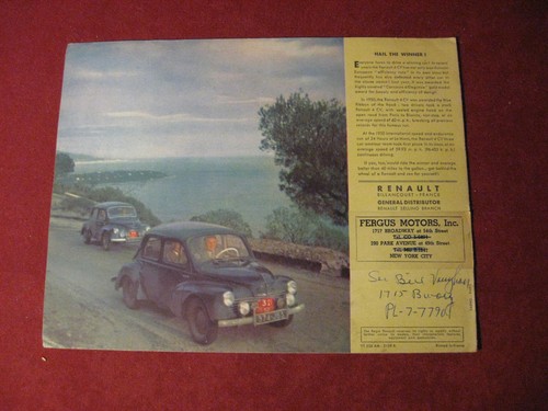 1953 Renault 4CV Sales Brochure Booklet Catalog Original Old - Picture 4 of 4