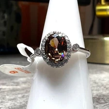 Ring Bomb Party Ring, size 6 dark topaz color gemstone, .925 sterling silver ban