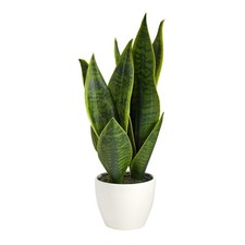 Nearly Natural 16" Artificial Snake Plant Sansevieria Faux Indoor Home Decor