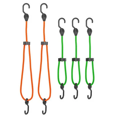 SMARTSTRAPS Super Strong Adjustable Bungee Cords with Hooks 5 Pack Heavy Duty Tie Down Strap