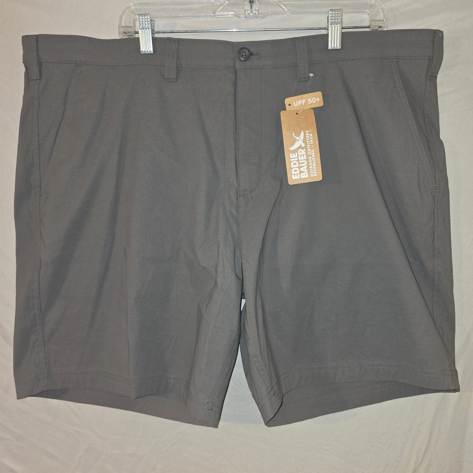 Eddie Bauer Horizon Takeoff Chino Shorts 42 Mens Gray UPF 50+ Classic Fit 8"