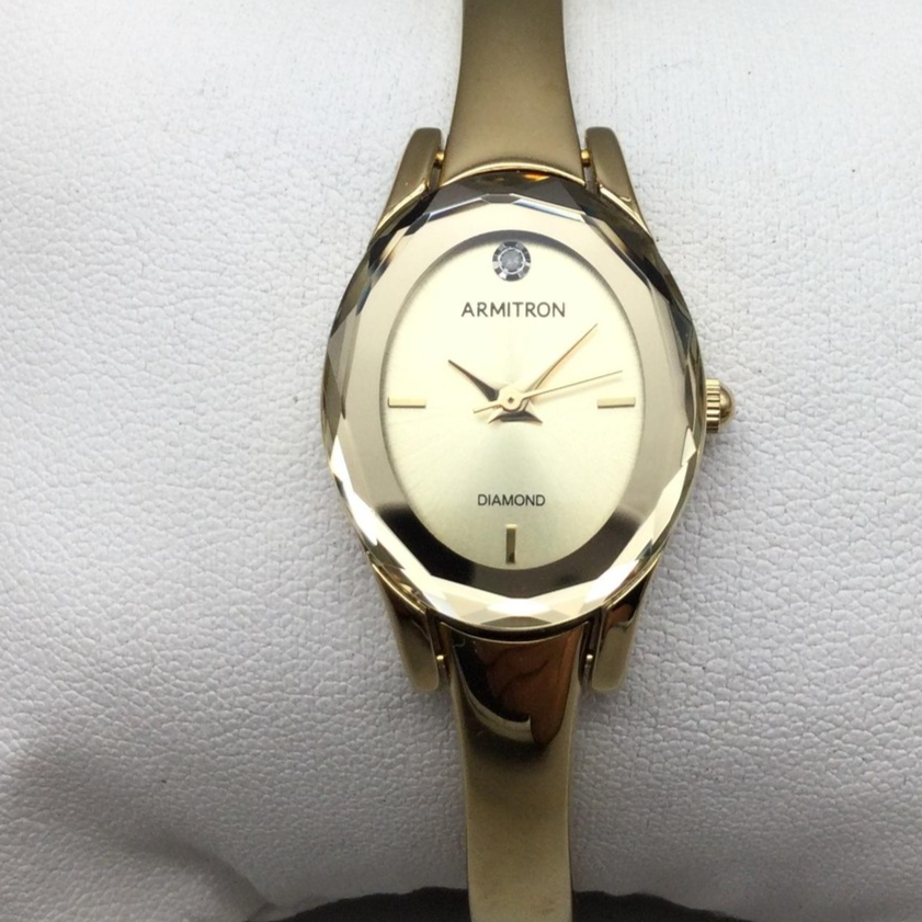 Woman\'s Armitron Now Diamond Oval Gold Tone MOP Dial Bracelet Band Watch 09 Woman main image 3