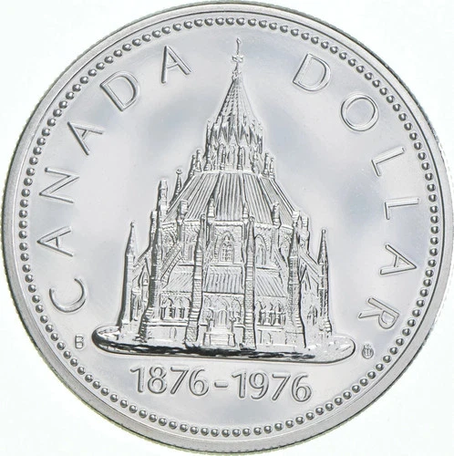 1976 Canada  PROOF Canadian Silver Dollar - Parliamentary Library