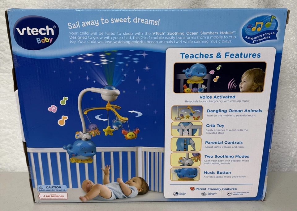 NUEVO VTech Bebé Calmante Océano Dormir Móvil Cuna Ballena Proyector Música Nuevo Foto 4 de 4
