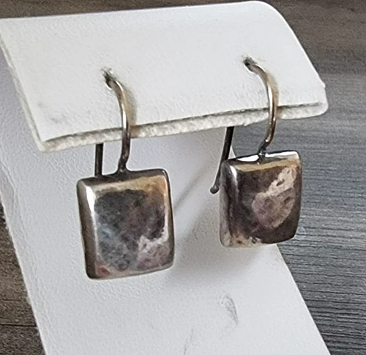 PENDIENTES CUADRADOS MARTILLADOS SILPADA VINTAGE PLATA DE LEY 925 W1970 Foto 2 de 4