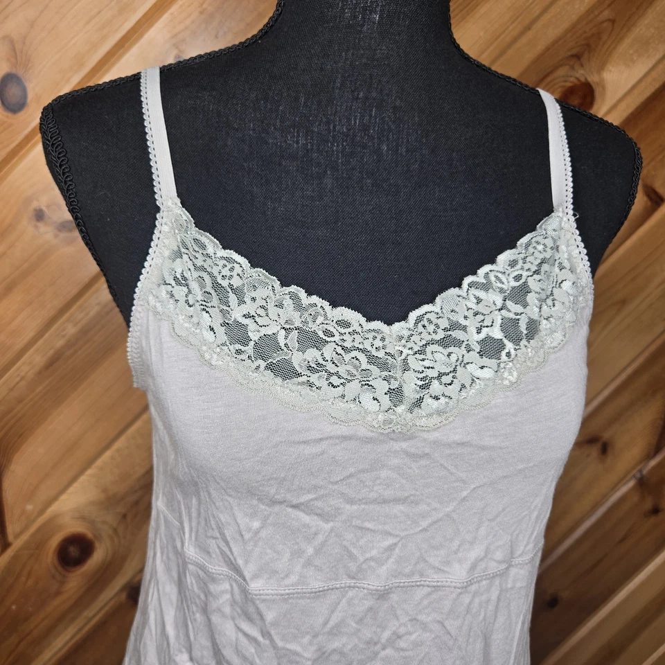 Elle Must Have Acabamento de Renda Cami Creme Modal Pima Mistura de Algodão Médio Anos 2000 - Imagem 2 de 4