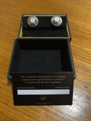 Dunhill Cufflinks Spinning Rolling Gear Motif Silver with Case -BRAND NEW