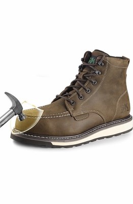 Men's Steel Toe Work Boots, 6'' Moc Toe Safety Boots, Non Slip Comfortable Const