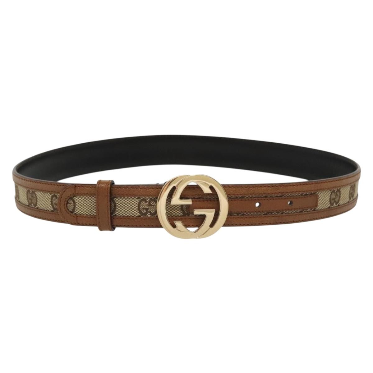 GUCCI GG Canvas Belt Leather 35.4
