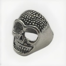 Y2K Vintage Dotted Skull Head Unisex Size 8.5 Stainless Steel Big Biker Ring