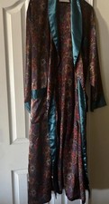 Victorias Secret robe adult S/M teal satin polyester long belted Number 1 London