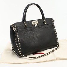 Used Good Valentino Tote Bag 2WAY Rockstuds Ladies Black
