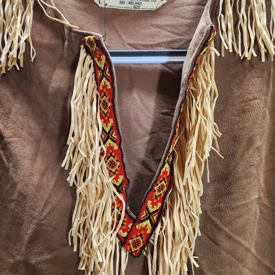 Túnica de teatro vintage hecha a mano con temática nativa americana roja/amarilla tribal Foto 4 de 4