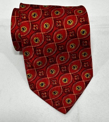 Robert Talbott Best Of Class Tie Red Geometric Designer 100% Silk Made in USA