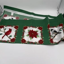 Collections Etc Set Of 3 Valances 14”x70” Cardinal Poinsettias Green Red