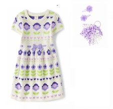 NWT Gymboree Lovely Lavender 2pc Set Sweater Dress Hair Accessories U-Pk 6, 7