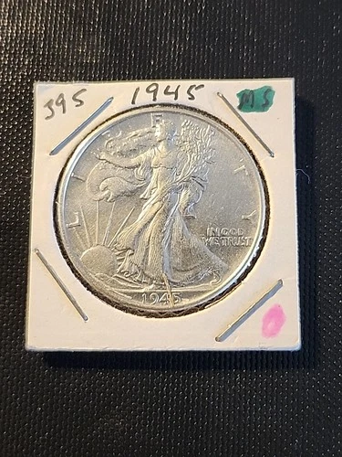1945 Walking Liberty Half Dollar In About Uncirculated Condition