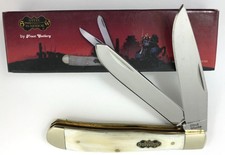 Steel Warrior Trapper Knife Ox Horn Handles 2 Blade + Box 327-S