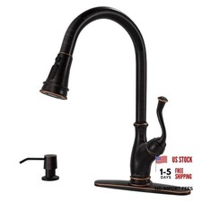 Oil Rubbed Bronze Kitchen Faucet with Soap Dispenser, Stainless Brushed Bronze