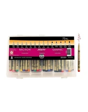 Pigma Micron Fineliner Pens - 73 Pack Assorted Point Sizes - Archival Ink Pens