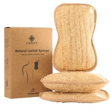 Large Premium Natural Dual Sided Loofah Sponge 3 - Pack , Exfoliating Body S...