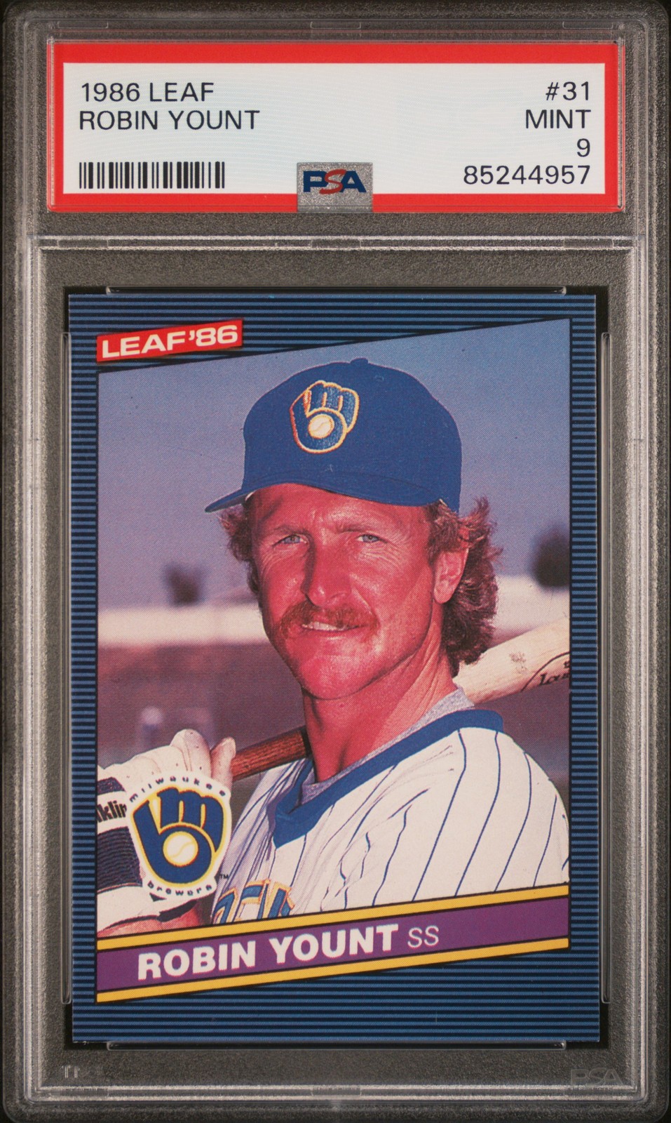 1986 LEAF #31 ROBIN YOUNT PSA 9