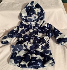 Zak and Zoey Infant Baby Boys Blue Plush Hooded Sharks Bathrobe Rob, size 0-9m