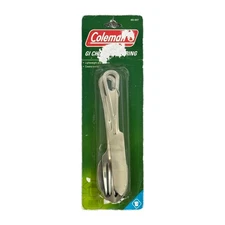 Vintage Coleman GI Chow Kit Utensil Set 805-505T Camping Fork Knife Spoon NOS