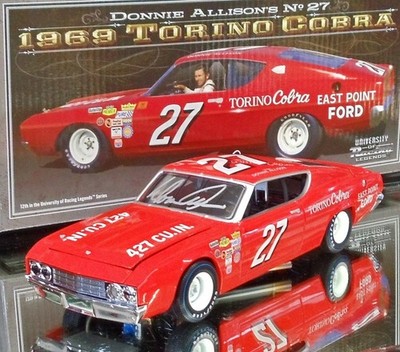 AUTOGRAPHED DONNIE ALLISON 1969 EAST POINT FORD TORINO COBRA #27 1/24 UNIVERSITY