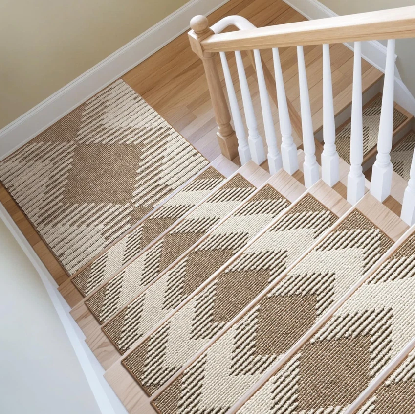 15 PIEZAS 3D Antideslizantes Escaleras 8"x30" Marrón, Pelar y Pegar Alfombras Lavables Foto 2 de 4