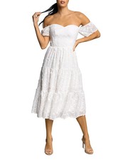Dress the Population River Off-the-Shoulder Midi Dress Women's XS Off White