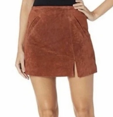 NWT BLANK NYC Skirt Mini Women's Sz 28 100% Leather Suede Lined Rust Brown M
