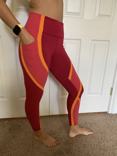 Pink Orange Block Pant Med Rise RARE 
