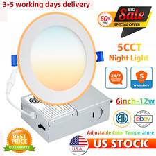 6 Inch LED Recessed Ceiling Light, 2700K/3000K/3500K/4000K/5000K 5CCT , US Ship