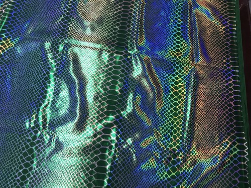 GREEN IRIDESCENT DRAGON SCALES ON A NYLON 2 WAY STRETCH SPANDEX-SOLD BY YARD - Picture 4 of 8