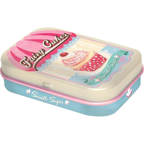 Retro Tin Metal Pill Box FAIRY CAKES with Mints 6 x 4cm Smooth Sugar Americana - Picture 1 of 2