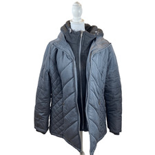 Intl D.e.t.a.i.l.s Women's Quilted Zip Front Coat Jacket With Hood Size Xl