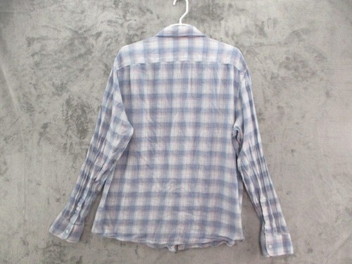 Faherty Camicia Uomo Extra Large Blu Rosso Plaid Bottoni Manica Lunga Casual - Foto 10 di 12