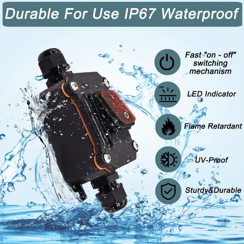 12V Inline Cord Switch IP67 Waterproof, Outdoor ON/Off Toggle Switch DC ...
