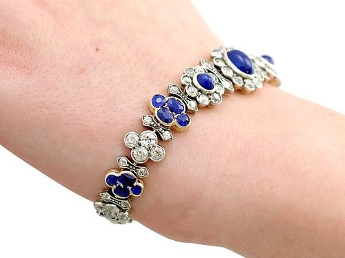 8.80ct Natural Round Diamond 14k Yellow Gold Sapphire Wedding Tennis Bracelet - Picture 10 of 10