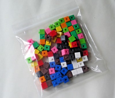 Interlocking Counting Cubes New pack-100 (10 x 10 different colours 1 ...