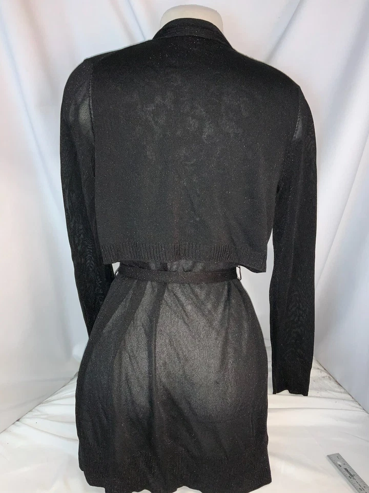 Etcetera Cardigan 毛衣 M 女式黑色粘胶金属带腰带 YGI K1-538 — 第 4/4 张图片