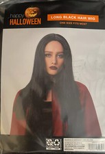 Happy Halloween-Long Black Hair-Wig One Size Fits Most New