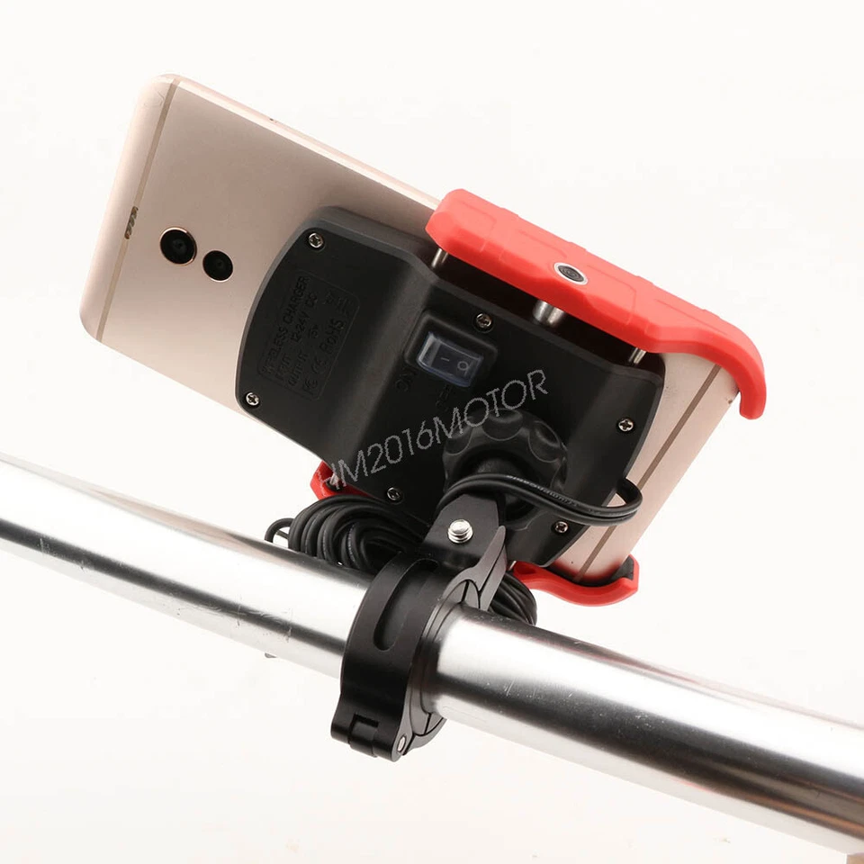 Красный держатель для телефона беспроводное зарядное устройство USB крепление на руль для Harley Davidson США - Изображение 3 из 4