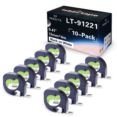 Compatible Dymo Letra Tag Band -91220 91221 Plastik Weiß 12mm zu LT-100H XR QX50