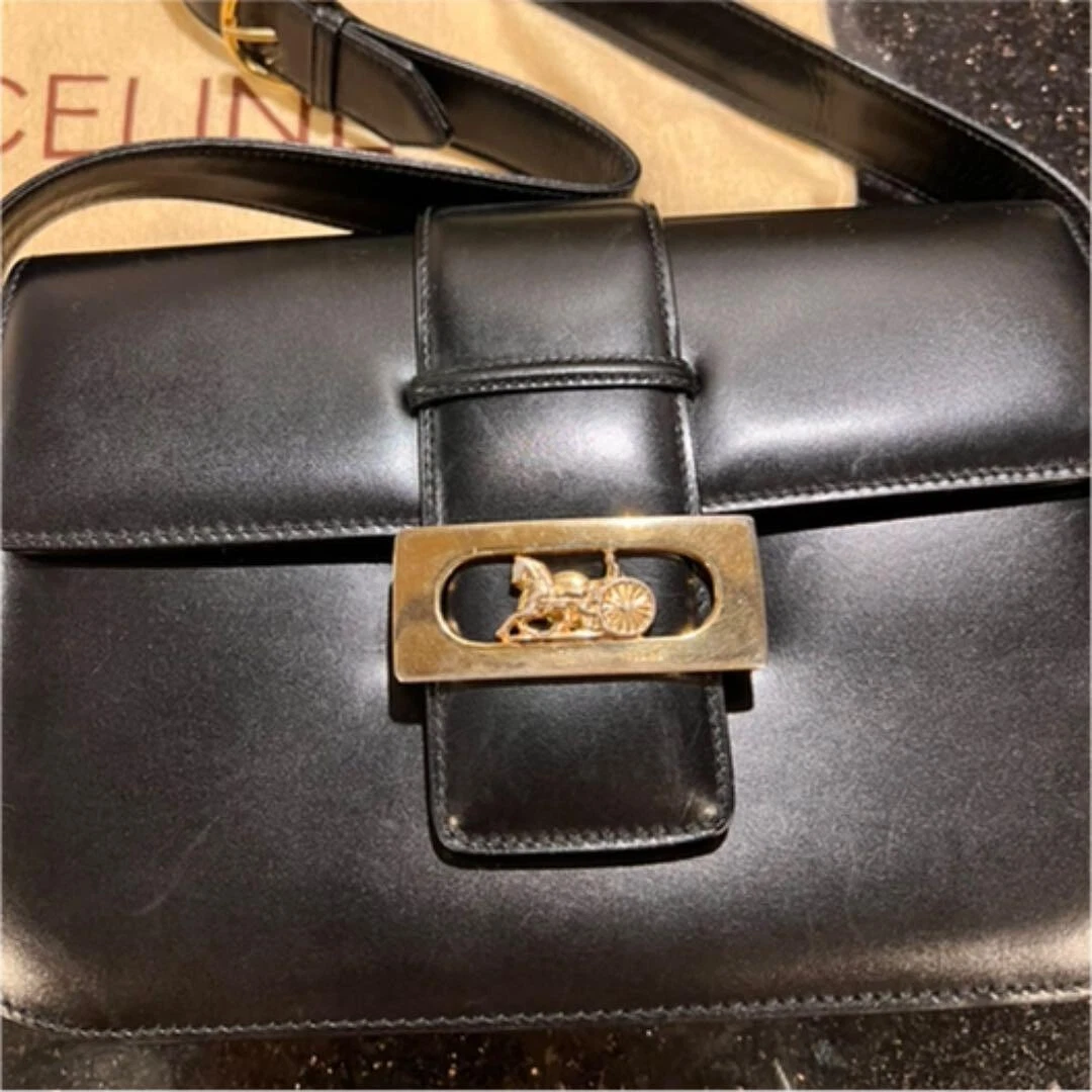 Celine vintage bag carriage Black Ladies Authentic Used From Japan
