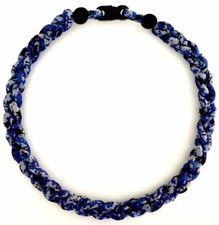 Blue Digital Camo 3 Rope Tornado Twist Baseball Softball Necklace 18" 20"