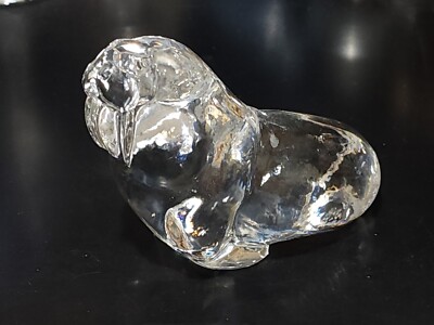 Vintage Glass Walrus Figurine Paperweight by Royal Doulton England Danbury Mint