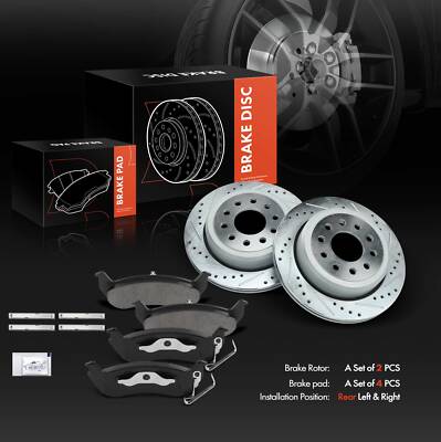 Rear Side Brake Rotor & Ceramic Brake Pads for Lincoln Town Car 2003-2011 316mm